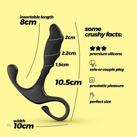 Crushious Djinn crni silikonski stimulator prostate od 10.5 cm sa ergonomskim dizajnom