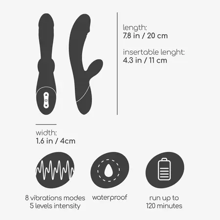 Crushious Dare Dong punjivi vibrator sa duplom stimulacijom crveni 20cm