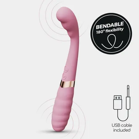 Crushious Pixie fleksibilni vibrator sa dva kraja roze 20cm