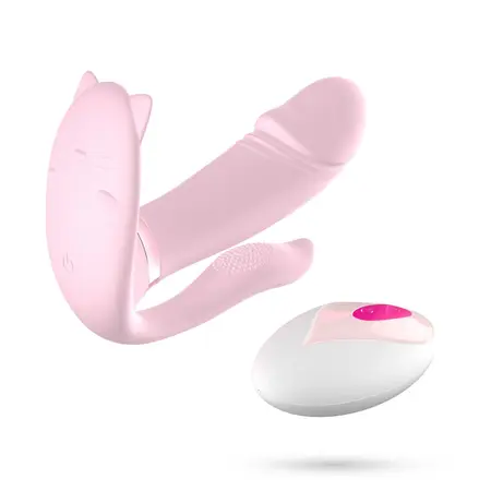 Crushious Fritz Pastel Pink nosivi vibrator sa funkcijom grejanja i daljinskim upravljačem, 14 cm