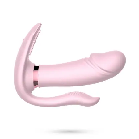 Crushious Fritz Pastel Pink nosivi vibrator sa funkcijom grejanja i daljinskim upravljačem, 14 cm