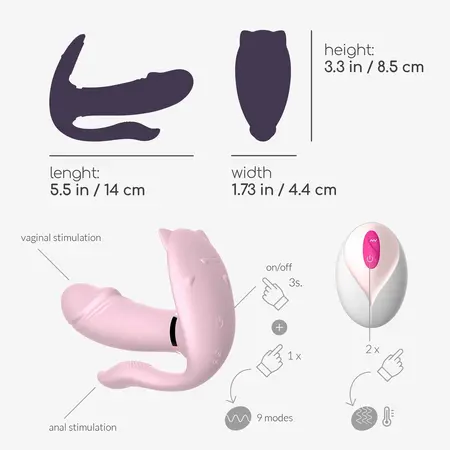 Crushious Fritz Pastel Pink nosivi vibrator sa funkcijom grejanja i daljinskim upravljačem, 14 cm