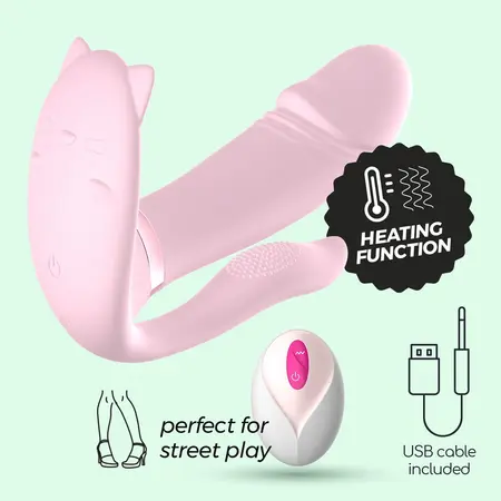 Crushious Fritz Pastel Pink nosivi vibrator sa funkcijom grejanja i daljinskim upravljačem, 14 cm