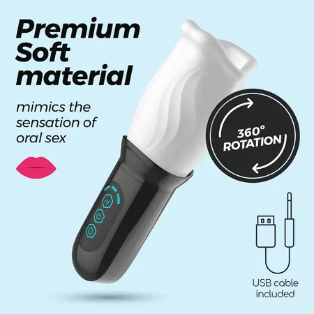 Crushious Fellatrix rotirajući intimni uređaj beli 21cm USB vodootporan
