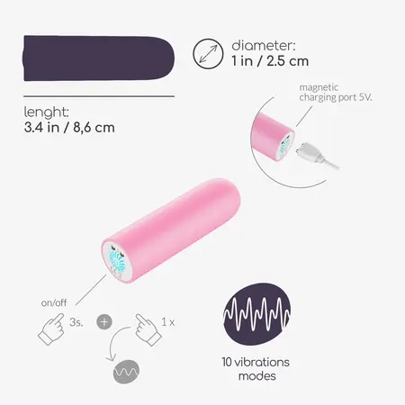 Quackers punjivi vibrator roze boje sa 10 modova vibracije vodootporan 8.6 cm