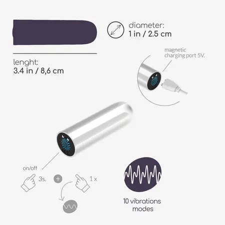 Crushious Quackers punjivi intimni vibrator metak, beli, 8.6 cm