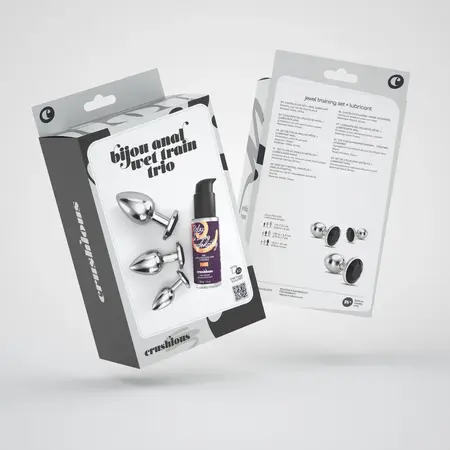 Crushious Bijou Black Trio set od tri luksuzna metalna plaga sa kristalima u veličinama S, M i L