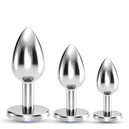 Crushious Bijou Trio Plavi - Elegantan Metalni Set Čepova sa Dragulj Akcentima, 3 Veličine