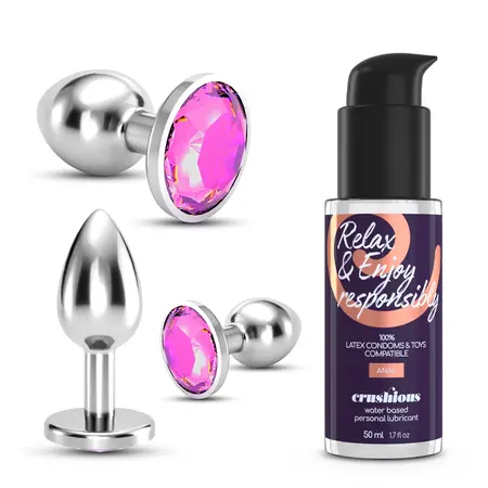 Crushious Bijou Pink Set - Trio of Metal Jewel Intimate Plugs, 3 Sizes