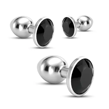 Crushious Bijou Black Trio, set od 3 metalna intimna dragulja u različitim veličinama
