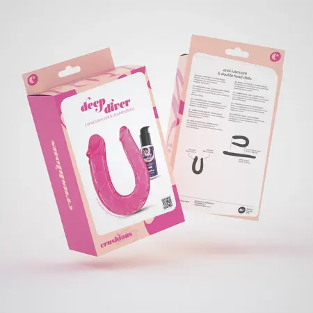 Crushious Deep Diver Set - Double-Ended Flexible Model with Anal Lubricant 50ml Pink