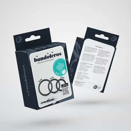 Bandoleros set silikonskih prstenova u crnoj boji, 3 veličine, fleksibilni medicinski silikon