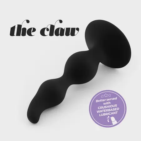Crushious The Claw crni silikonski analni čep sa vakuumskim postoljem 11 cm