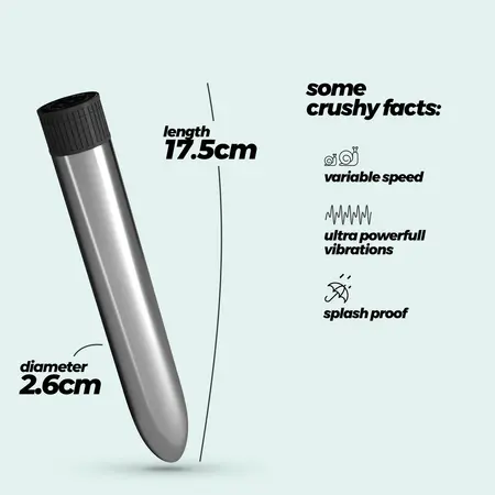 Crushious Classic Vibe Silver metalik intimni masažer 17.5cm
