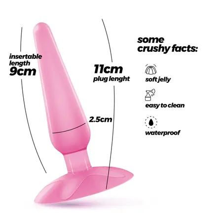 Crushious Jolly Pink, kompaktni silikonski analni čep sa usisnom bazom