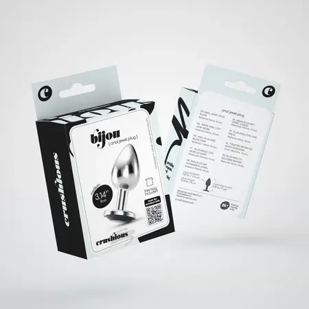 Crushious Bijou Medium Black, dekorativni metalni analni čep sa ukrasnim draguljem