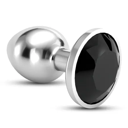 Crushious Bijou Medium Black, dekorativni metalni analni čep sa ukrasnim draguljem