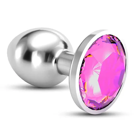 Crushious Bijou metalni analni čep Large Pink sa dekorativnim kristalnim detaljem