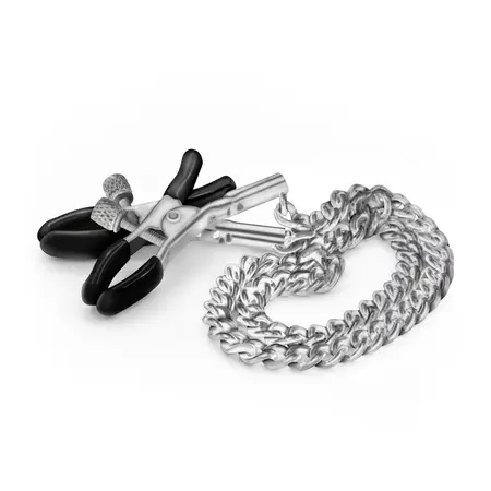 Fetish Fantasy Series Adjustable Silver Chain Clamp Set - Metal & Rubber