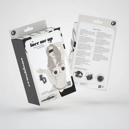 Lace Me Up elegantan crni čipkani bondage set sa podesivim i višekratnim dodacima