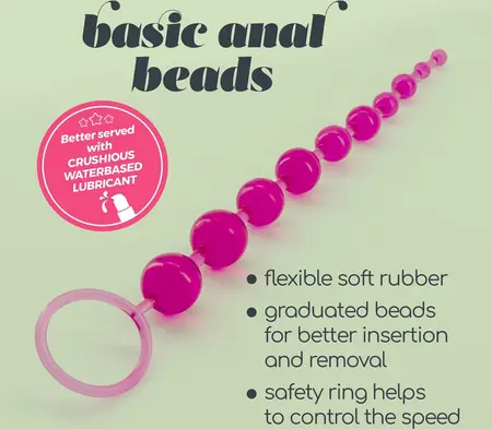 Crushious Flexible Bead Chain Pink 25.4 cm - Soft Rubber Intimate Accessory