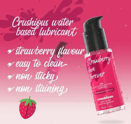 Crushious lubrikant na bazi vode sa ukusom jagode 50ml, nežna aroma, praktičan za putovanja