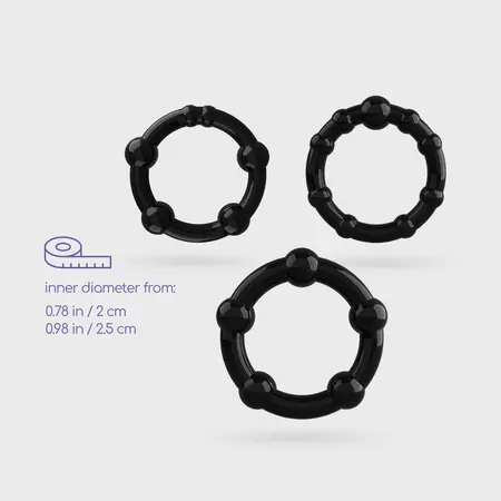 Triple Bead Performance Ring Set Black by Triple Bead - 3 Sizes, Textured Surface