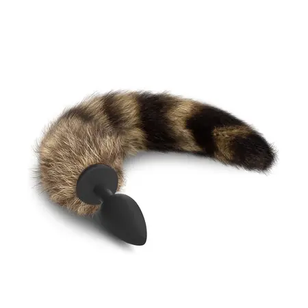 Foxy Delight Silicone Plug with Faux Fur Tail Black/Brown 30cm