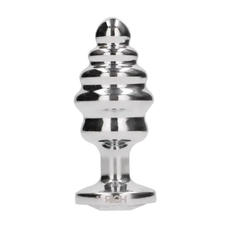 Rimba Ribbed Diamond Plug Silver 2.8 x 7 cm, metalni analni čep sa ukrasnim postoljem