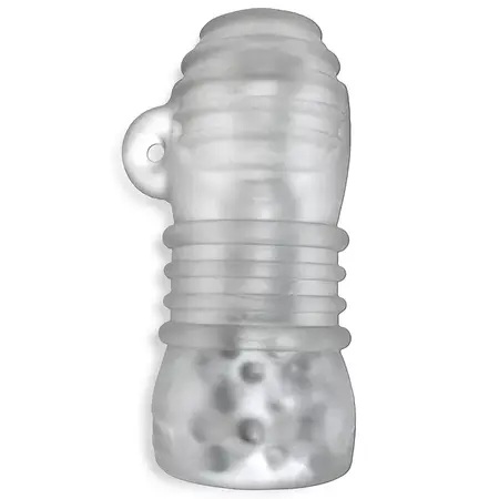 Hunkyjunk Jackt Nubby Ribbed intimni trenažer Clear Ice Large