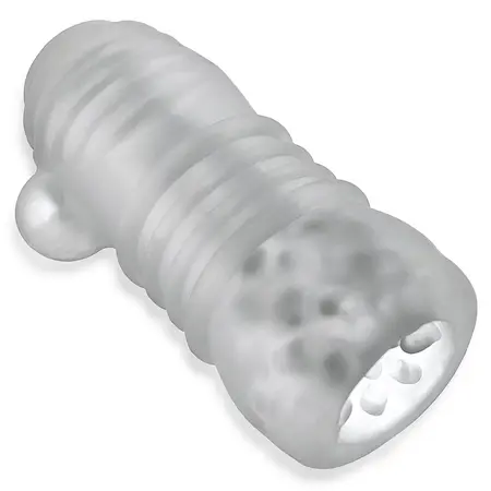 Hunkyjunk Jackt Nubby Ribbed intimni trenažer Clear Ice Large