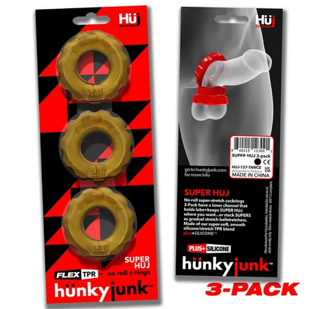 Hunkyjunk Super Huj set od 3 rastegljiva prstena bronzana metalik boja