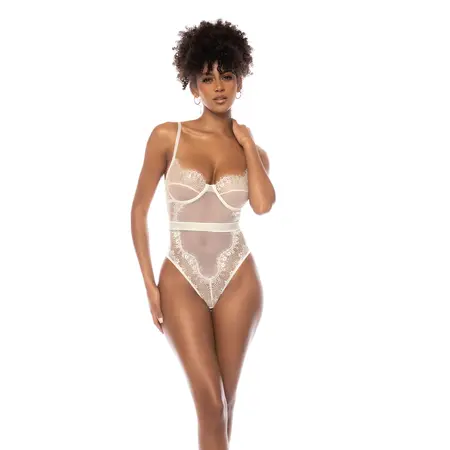 Mapale Teddy M Ivory, elegantni čipkani bodi sa mrežastim detaljima