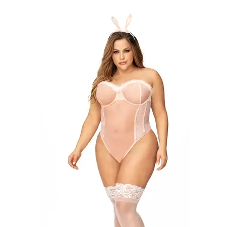 Mapale Bunny kostim zeke 3/4X sa perjem na dekolteu i pertlanjem na leđima