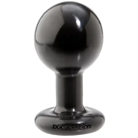 Doc Johnson 4 Round Plug Black - Medium Size, Sil-A-Gel System