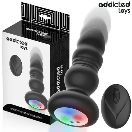 Addicted Toys Rotating Vibrating Plug LED Remote 11.9cm Silicone Black