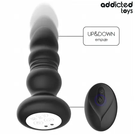 Addicted Toys Rotating Vibrating Plug LED Remote 11.9cm Silicone Black