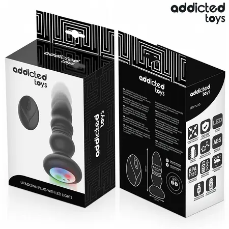 Addicted Toys Rotating Vibrating Plug LED Remote 11.9cm Silicone Black