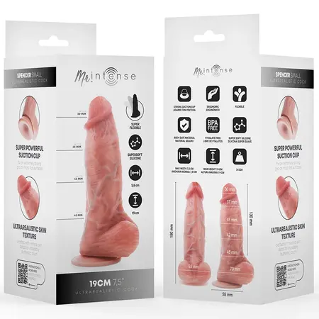 MR INTENSE Spencer mali silikonski dildo od 19 cm sa anatomskim dizajnom i vakuumskom bazom