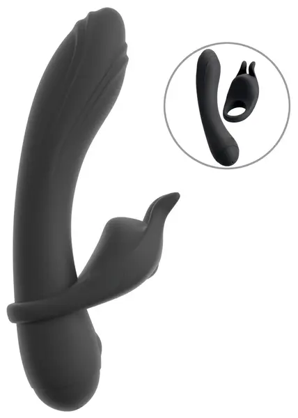 Couples Choice Duo vibrator 3 u 1 silikonski set sa prstenom koji se skida, ljubičasti