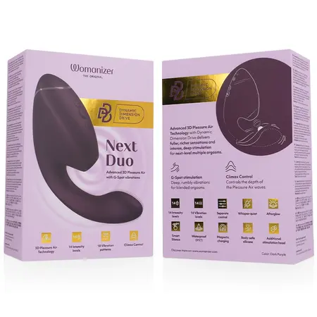 Womanizer Duo Next Dual Air i Vibration sistem tamnoljubičasti 195mm