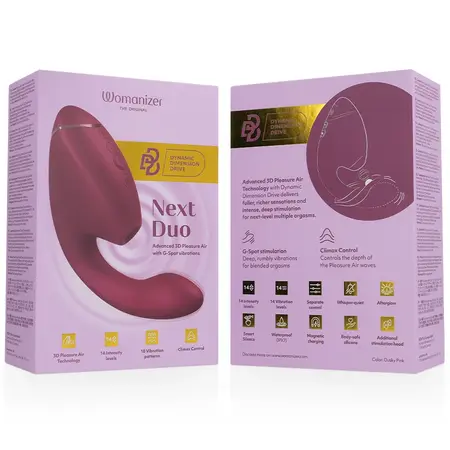 Womanizer Duo Next Dusky Pink dvostruki intimni stimulator, vazduh i vibracija, IPX7