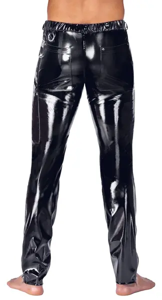 Black Level muške vinil pantalone XL u sjajnoj crnoj boji i klasičnom kroju
