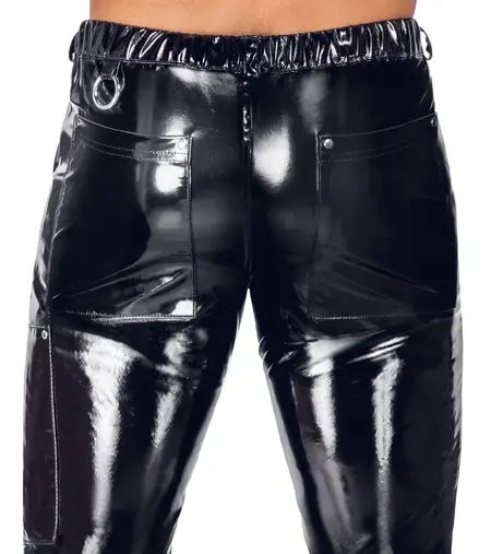 Black Level muške pantalone crne M elegantan izgled veštačke kože