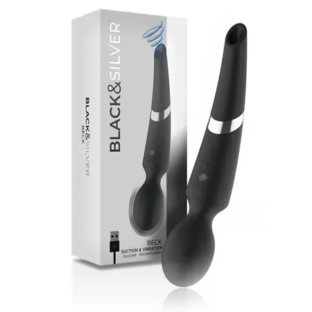 BLACK&SILVER Beck Silicone Wand Massager with Suction Function 2-in-1