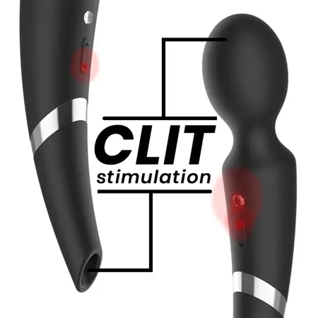 BLACK&SILVER Beck Silicone Wand Massager with Suction Function 2-in-1
