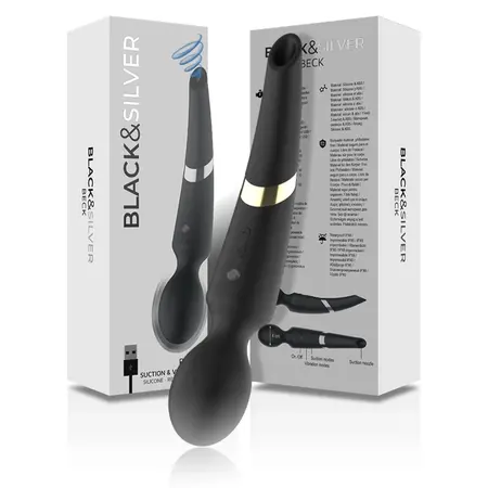 BLACK&SILVER Beck Silicone Wand Massager with Suction Function 2-in-1