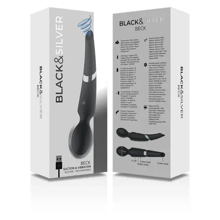 BLACK&SILVER Beck Silicone Wand Massager with Suction Function 2-in-1