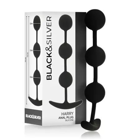 BLACK&SILVER Harry Silicone Intimate Beads 3 Spheres 14cm Black