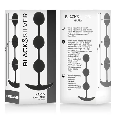 BLACK&SILVER Harry Silicone Intimate Beads 3 Spheres 14cm Black
